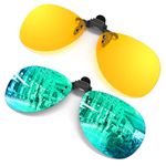 GQUEEN Polarized Clip-on Flip Up Rimless Lens Night Vision Driving Fishing Sunglasses for Prescription Glasses,JP94