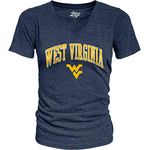 NCAA West Virginia Mountaineers Womens Heathered Team Color Confetti T Shirt, West Virginia Mountaineers Navy, Large