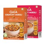 GAIA Crunchy Muesli Combo Pack Fruit and Nut (400 gm) and Strawberry Muesli (400 gm) | Ideal Breackfast | Nutrient Rich | with Iron, Fibre, Antioxidents(Super Saver Pack)