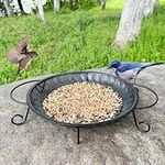 CQAIRIOU Upgraded Ground Platform Bird Feeder Tray,11.8” Stainless Steel Large Bird Feeder Mesh Seed Tray with A Exquisite Tray Station,Attract Wild Birds,Great Decoration for Garden Backyard