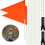 Tatuo 2 Pieces 6 ft Bike Safety Flag with Pole, Safety Flag with Bicycle Mounting Bracket Adjustable Height Fiberglass Pole Polyester Full Color Waterproof Safety Flag (Orange)