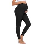 ACTINPUT Maternity Leggings Over Bump High Waist Black Pregnancy Pants Soft Belly Support Stretchy Workout Yoga Trousers(Black,XL)