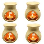 KC Kullicraft White Ceramic Aroma Diffuser Oil Burner Clay Lamp Wax Warmer Tea Light Holder for Home Décor (Free 1 Candle Tea Light) - Pack of 4