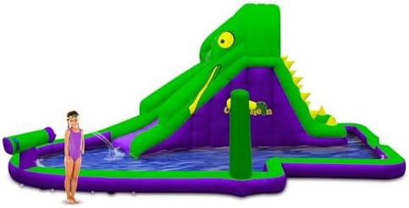 Blast Zone Chameleon Inflatable Giant 19x11 Water Park - Hoop - Curved Slide - Cannon - Climber - Blower