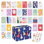 American Greetings 30-Count Birthday Card Assortment Box with Envelopes, Seals, and Storage Box (Kathy Davis Designs, Party Hats)