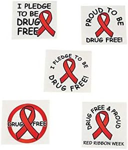 Fun Express - Red Ribbon Week Tattoos - Apparel Accessories - Temporary Tattoos - Regular Tattoos - 72 Pieces
