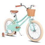 JOYSTAR 18 inch Kids Bike for 5-9 Years (43"-59") Boys & Girls, Child Bicycle with Training Wheels & Basket,Green