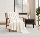 CREVENT 50"X60" Farmhouse Breathable Soft Waffle Throw Blanket for Couch Chair Bed, Outdoor Blanket for Travelling Wrap (Ivory)