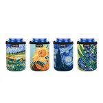 CM Soft Neoprene Standard Beverage Can Sleeves Insulators Regular Standard Can Covers for Standard 12 Fluid Ounce Drink & Beer Cans (Oil Painting Pattern (4 Pcs))