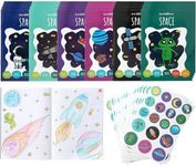 THE TWIDDLERS 24 Mini Colouring Books for Party Bags, with Stickers - Space Theme, A6 Mini Books for Children, Age 4-8, Perfect Small Colouring Books for Party Bag Fillers Favours