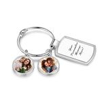 Nameinhea Photo Keychain for Mom Dad Personalized Custom Keychain with Picture Memorial Keychain for Couples, 2 Photos, Medium