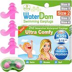 WaterDam Swimming Ear Plugs Great Waterproof Ultra Comfy Earplugs Prevent Swimmer's Ear (Size 2+2+2: Kids Teens Medium Ear Women Small Ear Men (Pink Pink Pink))