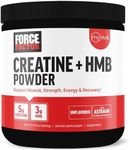 FORCE FACTOR Creatine HMB, 5g Creatine Monohydrate Powder, 3g myHMB, Support Muscle, Strength, Energy & Recovery, with AstraGin for Enhanced Absorption, ~30 Servings, Unflavored Powder