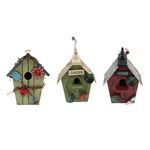 3pcs Natural Rustic Wooden Birdhouse, Small Hanging Birdhouse Outdoor, Garden Patio Decorative Bird House for Sparrow Hummingbird Finch Wren Swallows