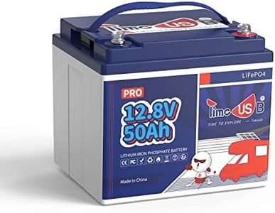 Timeusb 12V 50Ah Pro LiFePO4 Batterie, 15000+ Zyklen LiFePO4 Akku mit Klasse A Batteriezellen, 50A BMS,Tiefzyklus-Lithium-Batterie für Solaranlage, Wohnmobil, Trolling-Motor,Rasenmäher