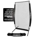 PowerNet Portable Baseball Practice Net for Pitching and Hitting, Softball Pitching Net, Pop Up Batting Cage Net Coach Shield from Errant Throws, Backyard Outdoor Training, 7 FT I-Screen (Black)