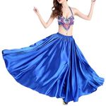 Baisdan Satin Skirt Belly Dance Costume Festival Maxi Full Long Swing Skirt Navy Blue