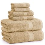 6 Piece Bath Towel Set - 100% Cotton Bathroom Towels, Extra Large Bath Towels, Hotel Towels, 2 Bath Towels Bathroom Sets, 2 Hand Towel for Bathroom, 2 Wash Cloths for Your Body and face - Pale Khaki