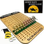 Petoysoso Horse Race Board Game: Deluxe 11 Metal Horses, A Bamboo Horse Racing Board Game Board, 2 Dice, 2 Decks of Cards (Natural Bamboo Color, Rounded Shape)...