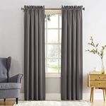 Sun Zero Barrow Energy Efficient Rod Pocket Curtain Panel, 54" x 84", Steel Gray