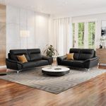 Wakefit 5 Seater Sofa Set, Tahiti Style, Black, Pine Wood, Sectional Sofa, 5 Year Warranty, 212 cm x 99 cm x 94 cm