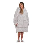 Sienna Fluffy Long Fibre Fleece Sherpa Lined Super Soft Hoodie Blanket Unisex Oversized Jumper Throw, Silver Grey - Adults