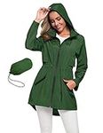 Ladies Long Raincoat With Hood Waterproof Packable Rain Jackets