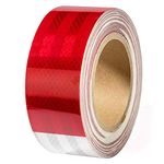 Max-Bencoo Reflective Tape 2" X 150'Feet Red/White High Intensity Grade DOT-C2 Self-Adhesive Tape Waterproof Conspicuity Trailer Reflector - for Cars, Trucks, Trailers, Boats, Signs