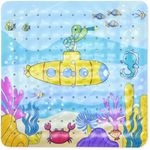 Shower Mat Non Slip Square, 21 x 21 inch Baby Cartoon Shower Bath Mat with Suction Cups, Bathroom Safety Bathtub Mat for Elderly, Pregnancy, Kids (Turtle, 53 x 53cm)