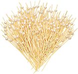 200pcs Cocktail Picks,12cm Pearl Fruit Sticks Handmade Sticks Cocktail Skewers Wooden Fancy Toothpicks (White)