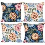 Staruby 4Pcs Flower Pillow Covers, 45x45 cm Cushion Covers, Polyester Fabric Decorative Sofa Cushion Covers Pillow Cases for Bedroom