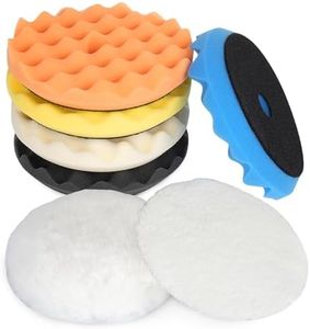 Autolock 6" Buffing Polishing Pads, 7Pcs 6Inch (150mm) Waffle Foam Buffing Pad, Wool Pad Kit for 6 in Backing Plate, Car Polisher Boat Compounding, Polishing and Waxing