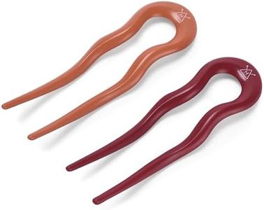 HAWWWY French Hair Pins Orange & Maroon - Pack of 2 - U Shape Hair Forks - 5.1''L Prong Bun Hair Sticks - Chignon Pins Hairstyle Accessories - Bun Clip for Women HairPins_2Pack_Orange & Maroon