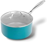 Gotham Steel Aqua Blue 3 Quart Saucepan with Lid, Ultra Nonstick Sauce Pan with Lid, Small Pot with Lid, Ceramic Nonstick Saucepan 3 Quart, Small Sauce Pot, 3 Qt Pot, Oven & Dishwasher Safe, PFOA Free