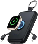 RORRY Portable Charger, 10000mAh PD 20W Fast Charging Portable Charger Power Bank with Built in Cables, Travel Battery Pack for iPhone 16/15/14/13/12 and Apple Watch Ultra/9/8/7/6/5/4/3/2, Black