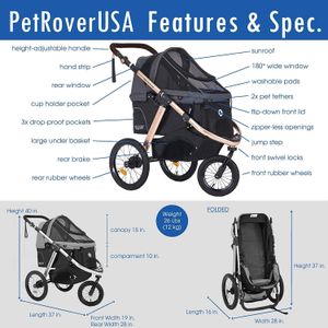 HPZ Pet Rover Jogging Stroller – Taupe, All-Terrain Pet Carrier
