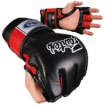 Fairtex Ultimate Combat Open Thumb MMA Gloves, Black/Red, Regular