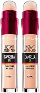 Maybelline New York The Multipurpose Colour Corrector de Edad Líquido 01 Light con Aplicador de Esponja + Corrector de Edad Líquido 07 Arena Contra las Ojeras Antiedad Instantáneo