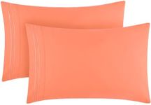 Mellanni Pillow Cases - Luxury, Extra Soft, Cooling Pillow Covers - 2 PC Iconic Collection Pillowcases - Envelope Closure (Standard/Queen 20" x 30", Coral)