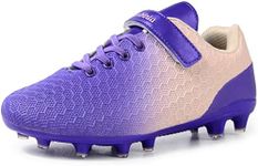 BomKinta Kid's FG Soccer Cleats Athletic Outdoor Soccer Shoes Purple Size 5 M US Big Kid