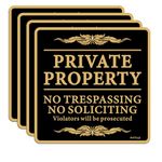 PHTTULE Large Private Property No Trespassing Sign 4 Pack, 12x12 Inches Violators Will Be Prosecuted Signs, Heavy Duty Reflective Aluminum Caution Yard Sign