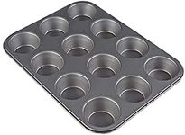 PISHI Muffin Tray Carbon Steel Non Stick 12 Cupcake Baking Pan (2 Pack)