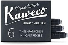 Kaweco Fountain Pen Ink Cartridges Pearl Black Pack of 6 | Premium Ink with Short Standard Cartridges in Black | Vegan Cruelty Free Water Soluble Calligraphy Lettering Writing