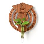 GKD Calendar 2025 Wall Hanging Perpetual Calendar with Planter Wooden Circular Round Shape Calendar for Infinite Lifetime Best for Wall Decor and New Year Gifts (Dark Wood)