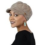 Newsboy Cap for Women Cancer Headwear Chemo Hat Ladies Head Coverings Tweed Corduroy Chenille, Taupe, Medium