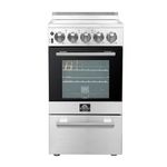 FORNO Pallerano Full Electric 20" Inch. Freestanding Range and Oven with 4 Electric Burners Cooktop - 2.05 Cu.Ft. Stainless Steel Oven with Knobs and Pro-Style Handle