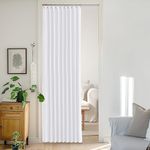 StangH Thermal Insulated Accordion Curtain Temporary Door for Bedroom Closet, Light Blocking Folding Curtain for Laundry Area Bathroom with Tieback and Hooks, Pure White, W50 x L80, 1 Panel