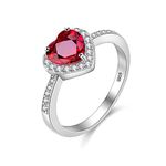 Uloveido Women's Garnet 925 Sterling Silver Heart Love Knot Shaped Promise Rings with White CZ Cubic Zirconia, Engagement Wedding Ring (Size S) CJ007