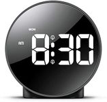 OQIMAX Newest Digital Alarm Clock for Teens, Alarm Clocks Bedside with Large Curved LED Display, Battery/USB Powered LED Clock with Snooze 4-Level Brightness 2 Alarms 12/24Hr for Heavy Sleepers Kids