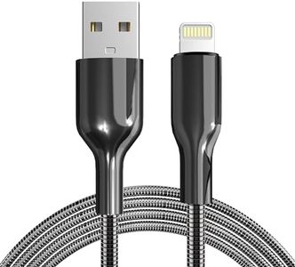 Metal Braided iPhone Charging Cable [Apple MFi Certified, Apple CarPlay] Heavy Duty iPhone Fast Charging Cable 304 Stainless Steel Indestructible Lightning Cable, Pet Chew Proof Data Sync Cable 3.3ft